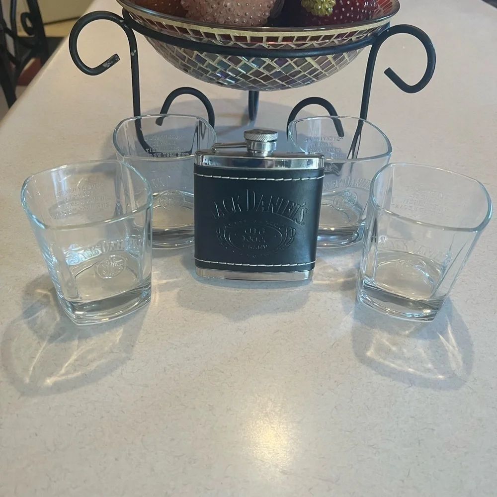 Vintage JACK DANIELS BEVELED GLASSES